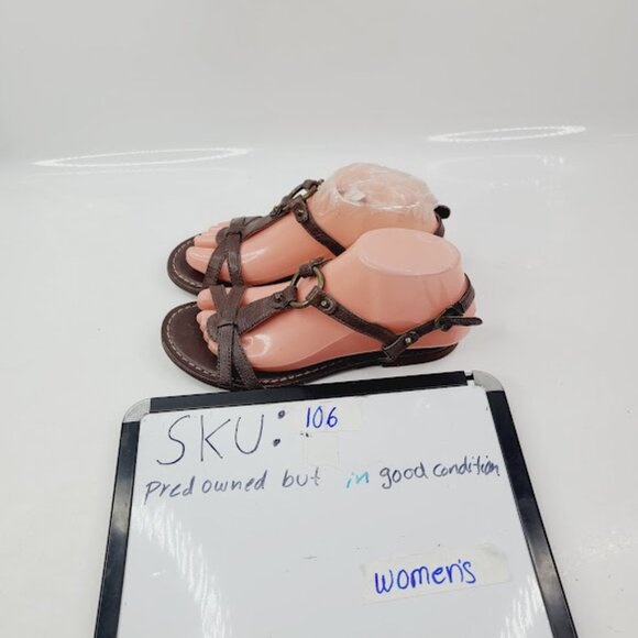 Frye Women's Brown Carson Leather Open Toe T-Strap Traditional Sandal Size 6.5M - Picture 7 of 7